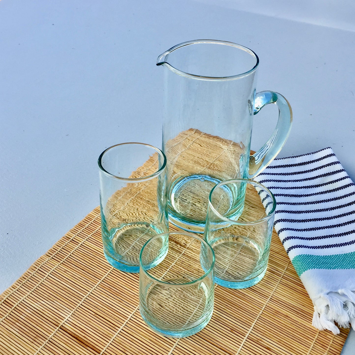 Recycled Glass Pitcher, 100% recycled green glass
